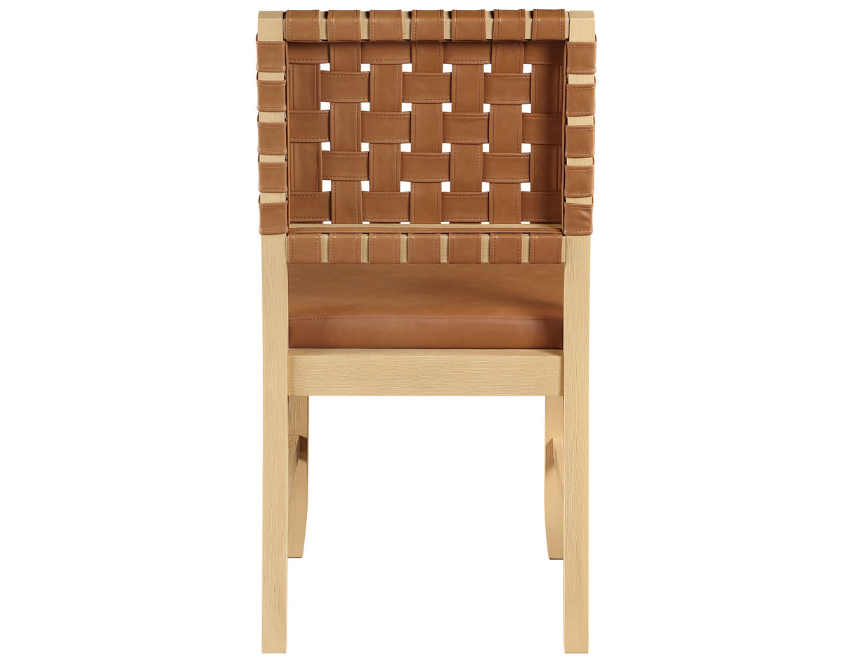 Reid Camel Vegan Leather Side Chair, Sand Finish, Set of 2 from Steve Silver - Luna Furniture