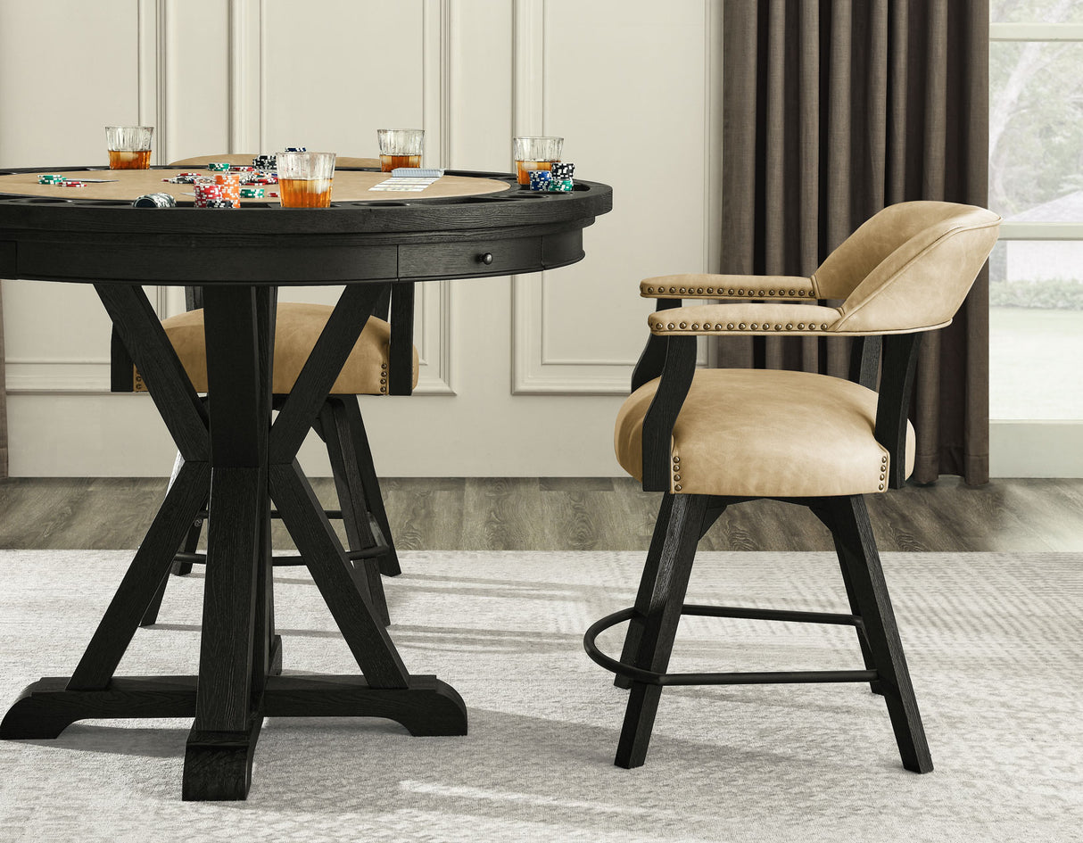 Rylie 6-PIece Counter Game Dining Set, Black Finish from Steve Silver - Luna Furniture