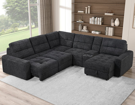 Snyder 6-Piece Glider Sectional, Black from Steve Silver - Luna Furniture