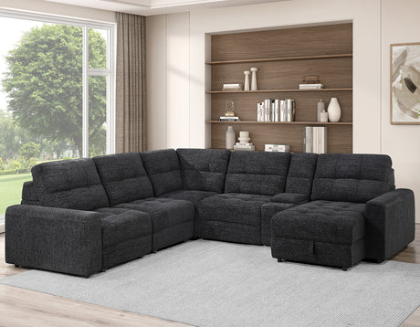Snyder 6-Piece Glider Sectional, Black from Steve Silver - Luna Furniture