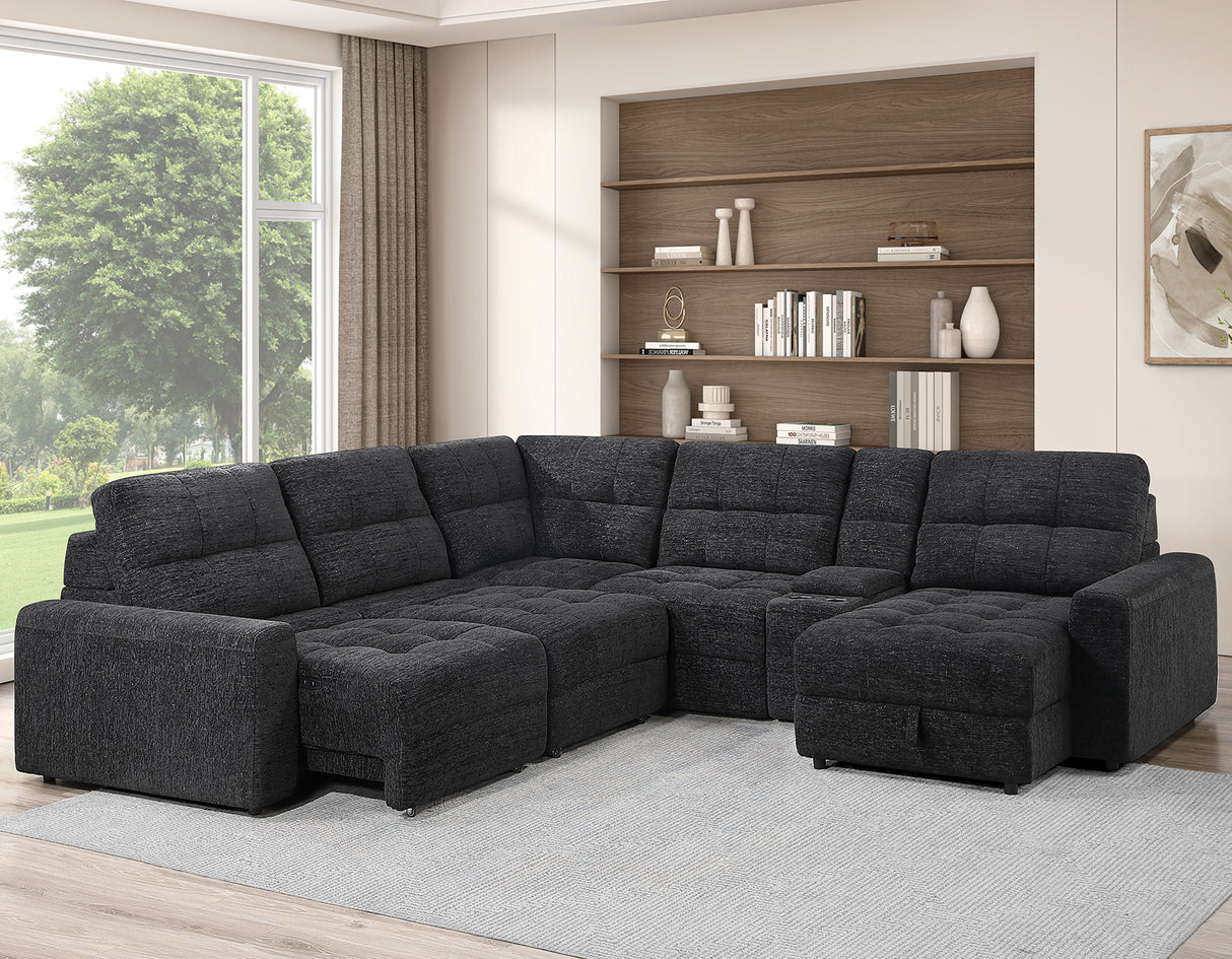 Snyder 6-Piece Glider Sectional, Black from Steve Silver - Luna Furniture