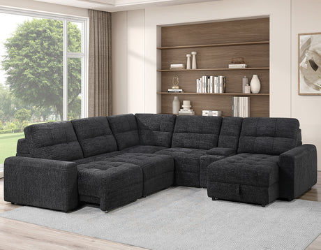 Snyder 6-Piece Glider Sectional, Black from Steve Silver - Luna Furniture