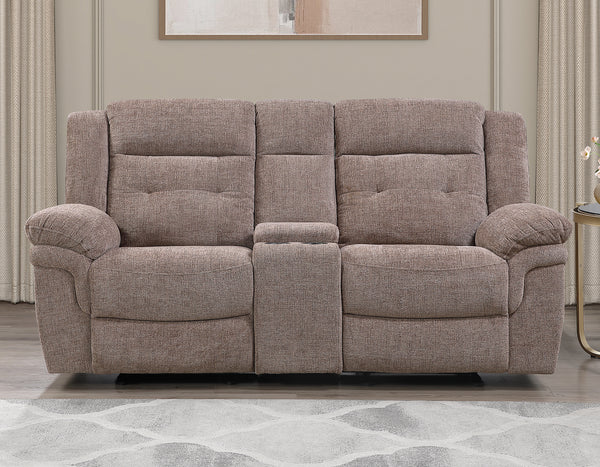 Sydney Brown Manual Recliner Console Loveseat