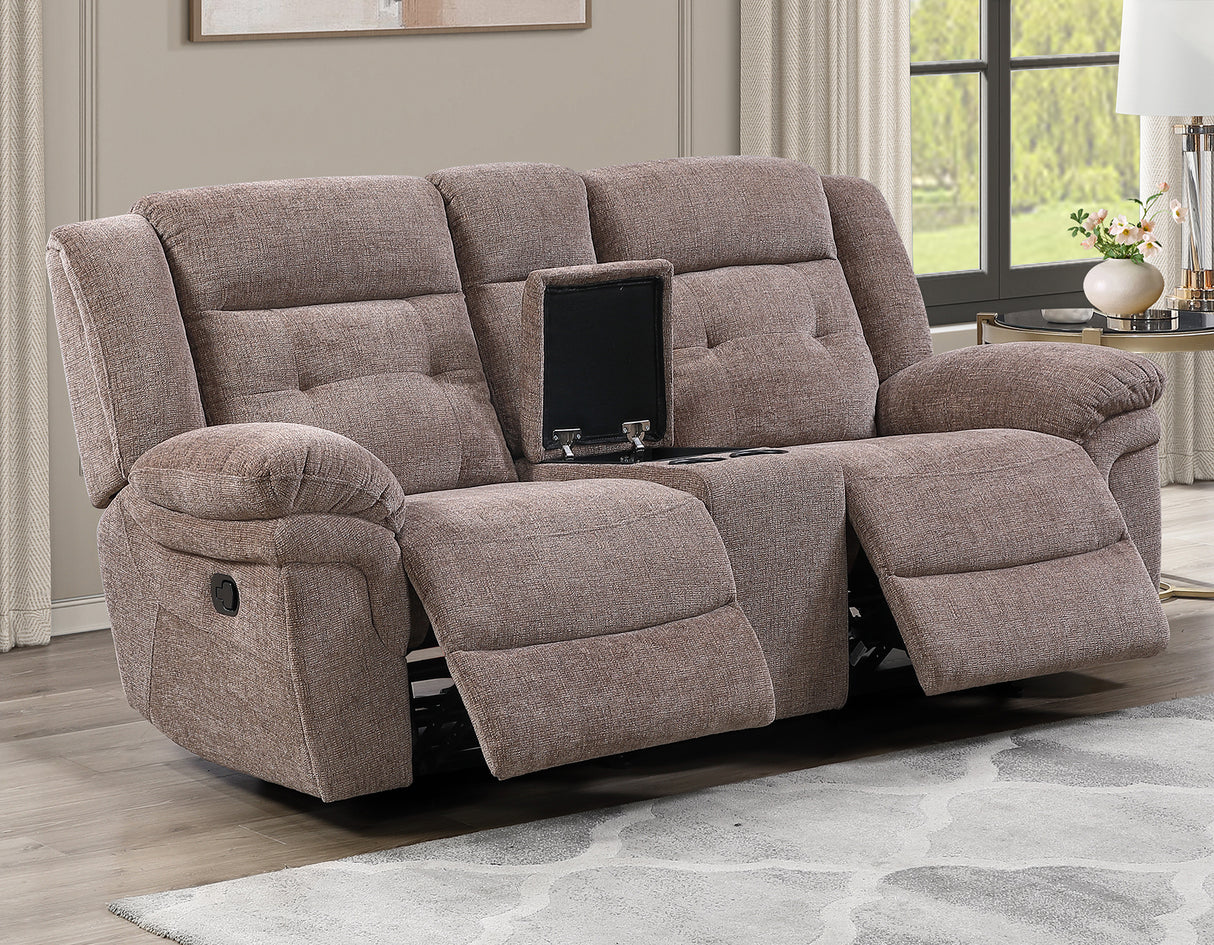 Sydney Brown Manual Recliner Console Loveseat from Steve Silver - Luna Furniture