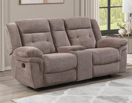 Sydney Brown Manual Recliner Console Loveseat from Steve Silver - Luna Furniture