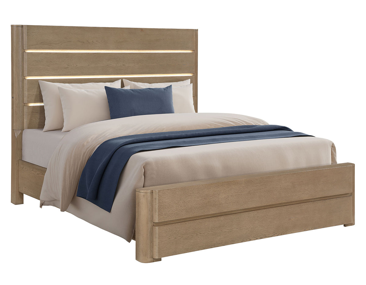 Theo Brown Queen Panel Bed with LED Strips from Steve Silver - Luna Furniture