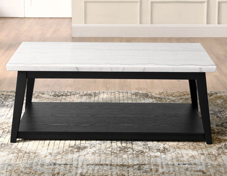 Vida Black/White Marble Top Castered Cocktail Table from Steve Silver - Luna Furniture