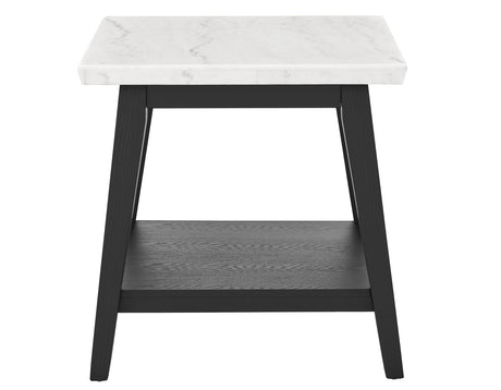 Vida, End Table, White Marble Top, Black from Steve Silver - Luna Furniture
