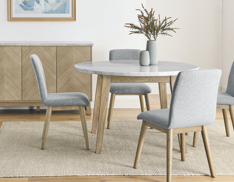 Vida 48″ Round White Marble Dining Table from Steve Silver - Luna Furniture
