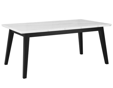Vida 72″ White Marble Top Dining Table, Black Finish from Steve Silver - Luna Furniture