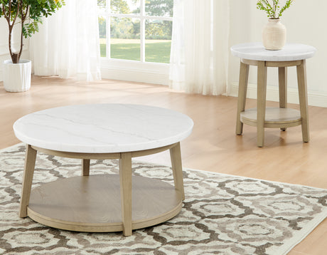 Vida, Round 36″ Cocktail Table, White Marble Top, Castered from Steve Silver - Luna Furniture