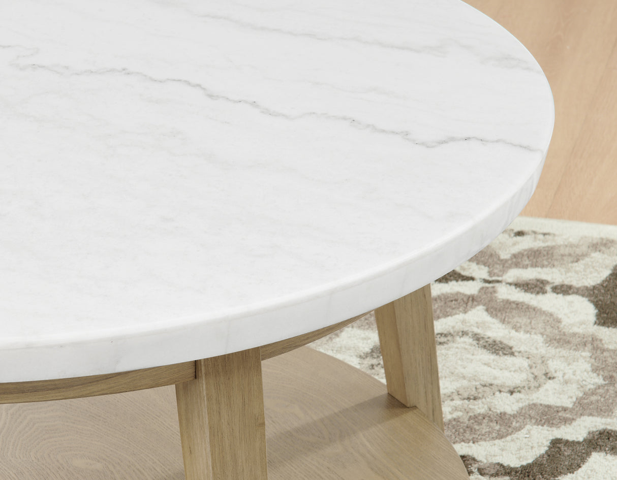 Vida, Round 36″ Cocktail Table, White Marble Top, Castered from Steve Silver - Luna Furniture