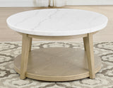 Vida, Round 36″ Cocktail Table, White Marble Top, Castered from Steve Silver - Luna Furniture