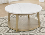 Vida, Round 36″ Cocktail Table, White Marble Top, Castered from Steve Silver - Luna Furniture