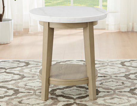 Vida, 22″ Round End Table, White Marble Top from Steve Silver - Luna Furniture