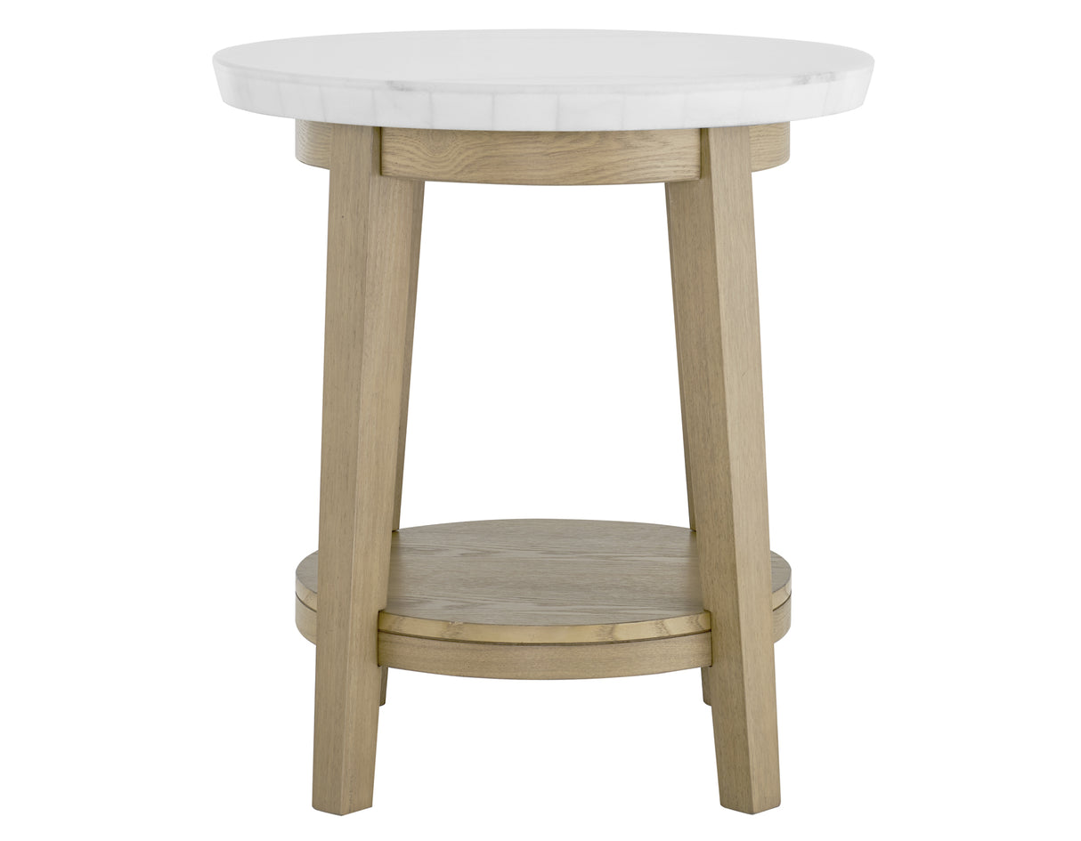 Vida, 22″ Round End Table, White Marble Top from Steve Silver - Luna Furniture