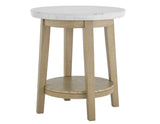 Vida, 22″ Round End Table, White Marble Top from Steve Silver - Luna Furniture