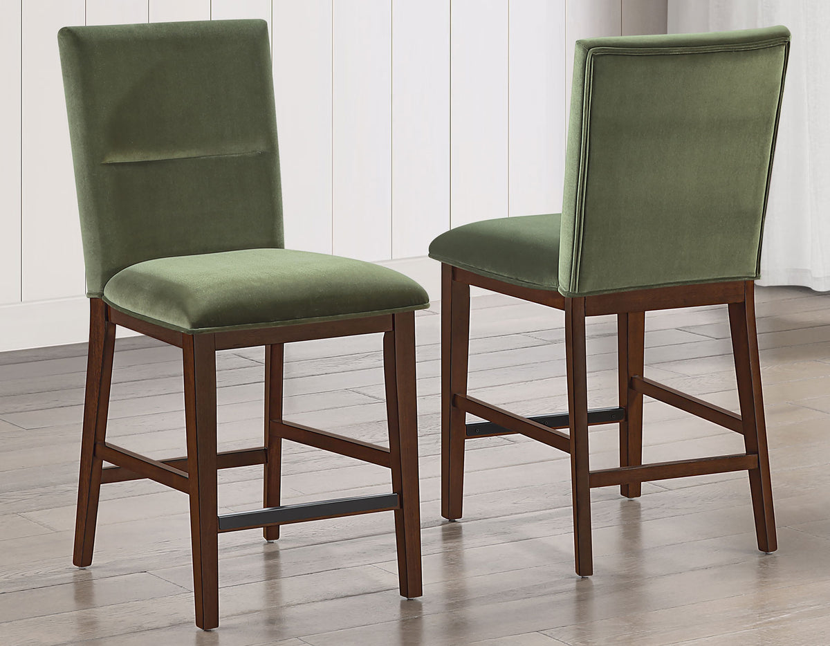 Zen 24″ Counter Chair, Green Velvet, Set of 2 from Steve Silver - Luna Furniture