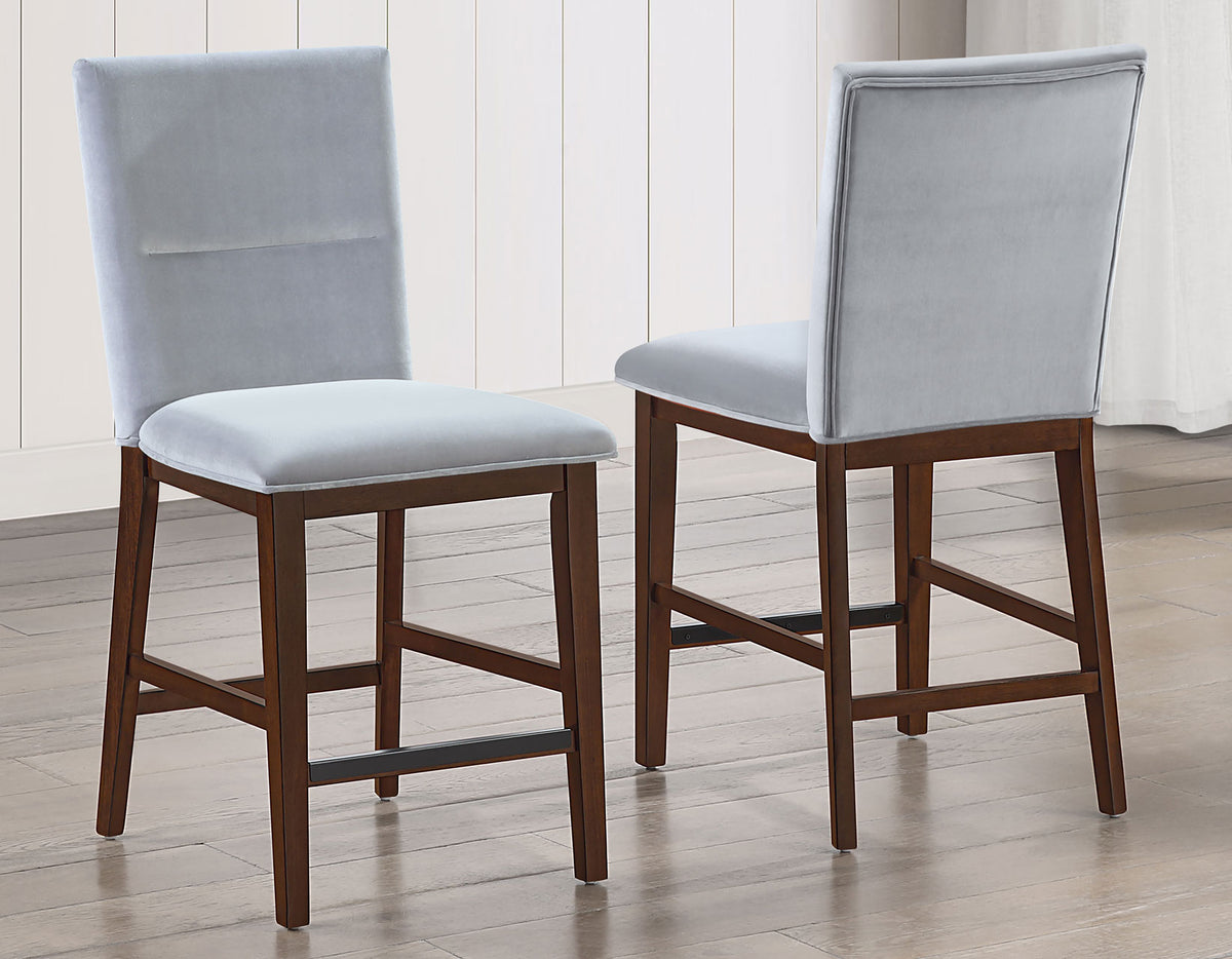 Zen 24″ Counter Chair, Gray Velvet, Set of 2 from Steve Silver - Luna Furniture