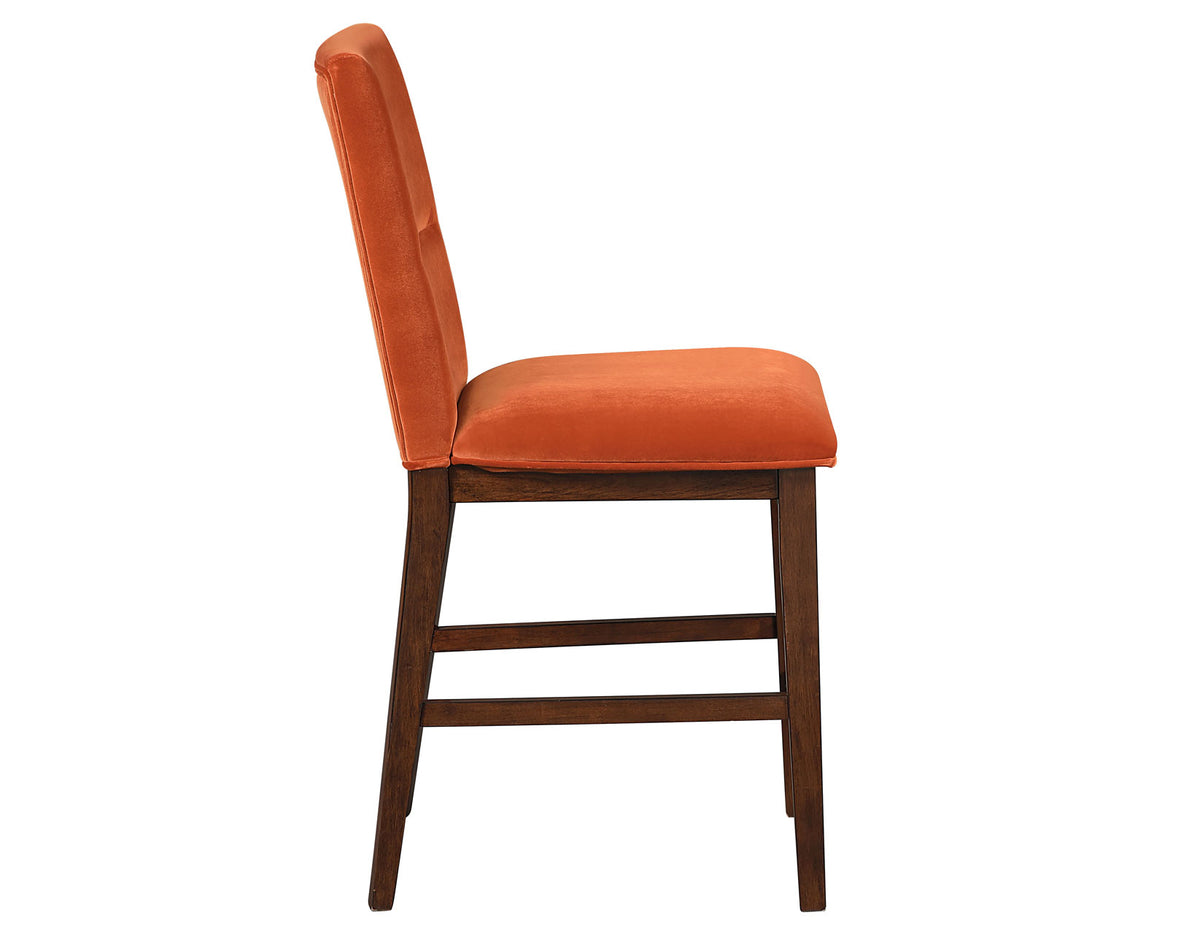 Zen 24″ Counter Chair, Orange Velvet, Set of 2 from Steve Silver - Luna Furniture