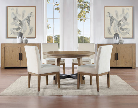 Aubrey Driftwood 5-Piece 54″ Round Dining Table Set, Driftwood from Steve Silver - Luna Furniture