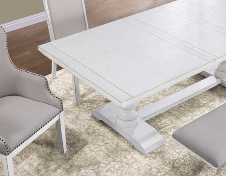 Warren White 72-90″ Rectangular Dining Table with 18″ Leaf from Steve Silver - Luna Furniture