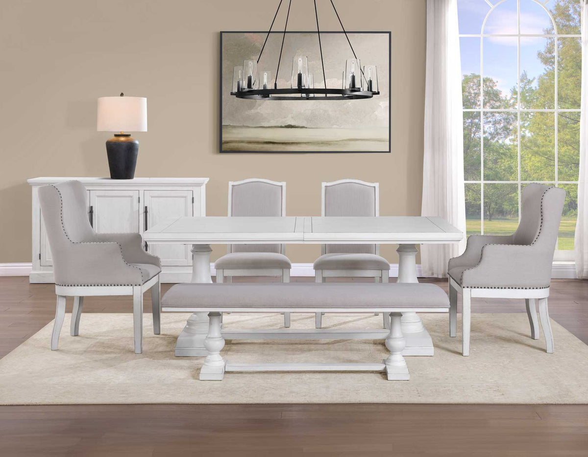 Warren White 60″ Upholstered Dining Bench