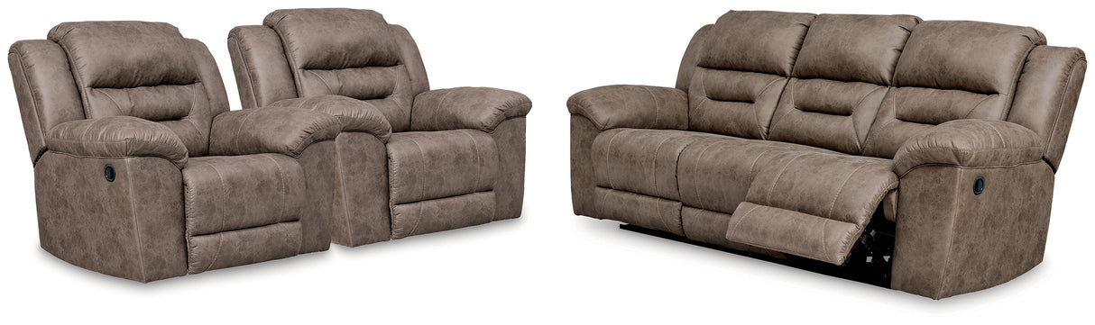 Stoneland Fossil Reclining Sofa and 2 Recliners from Ashley - Luna Furniture