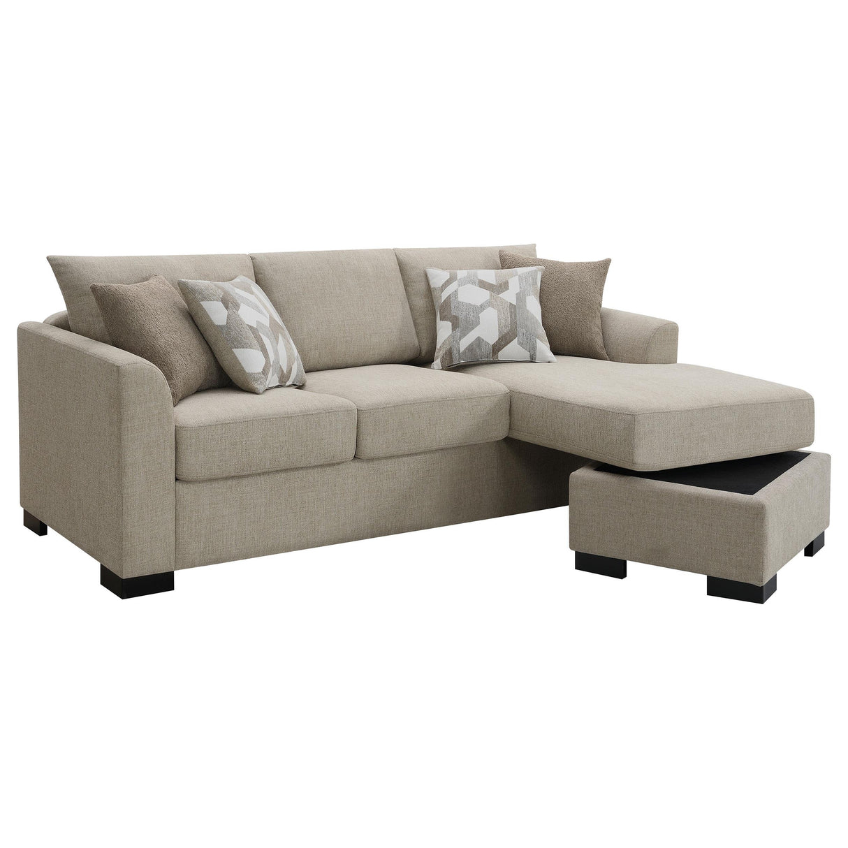 Storey Camel Upholstered Sleeper Sectional Chaise Sofa from Coaster - Luna Furniture