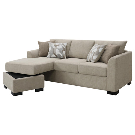 Storey Camel Upholstered Sleeper Sectional Chaise Sofa from Coaster - Luna Furniture