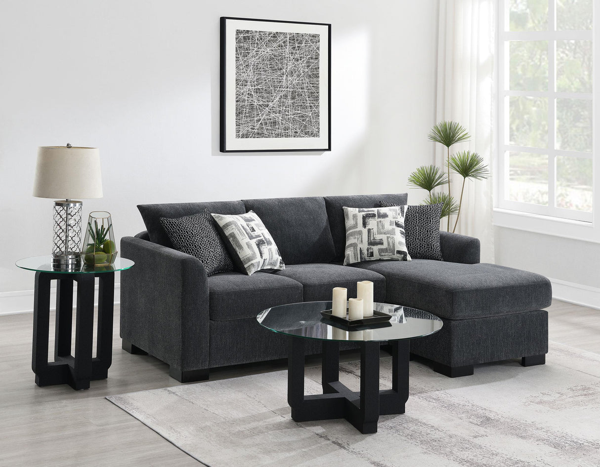 Storey Dark Gray Upholstered Sleeper Sectional Chaise Sofa from Coaster - Luna Furniture