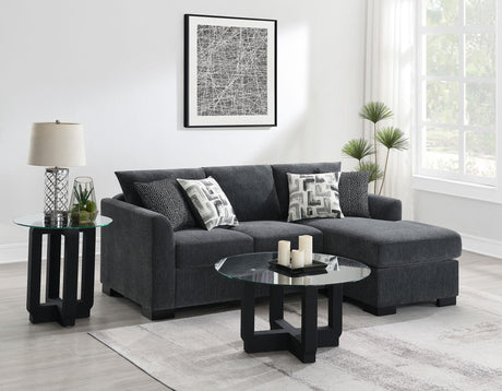 Storey Dark Gray Upholstered Sleeper Sectional Chaise Sofa from Coaster - Luna Furniture