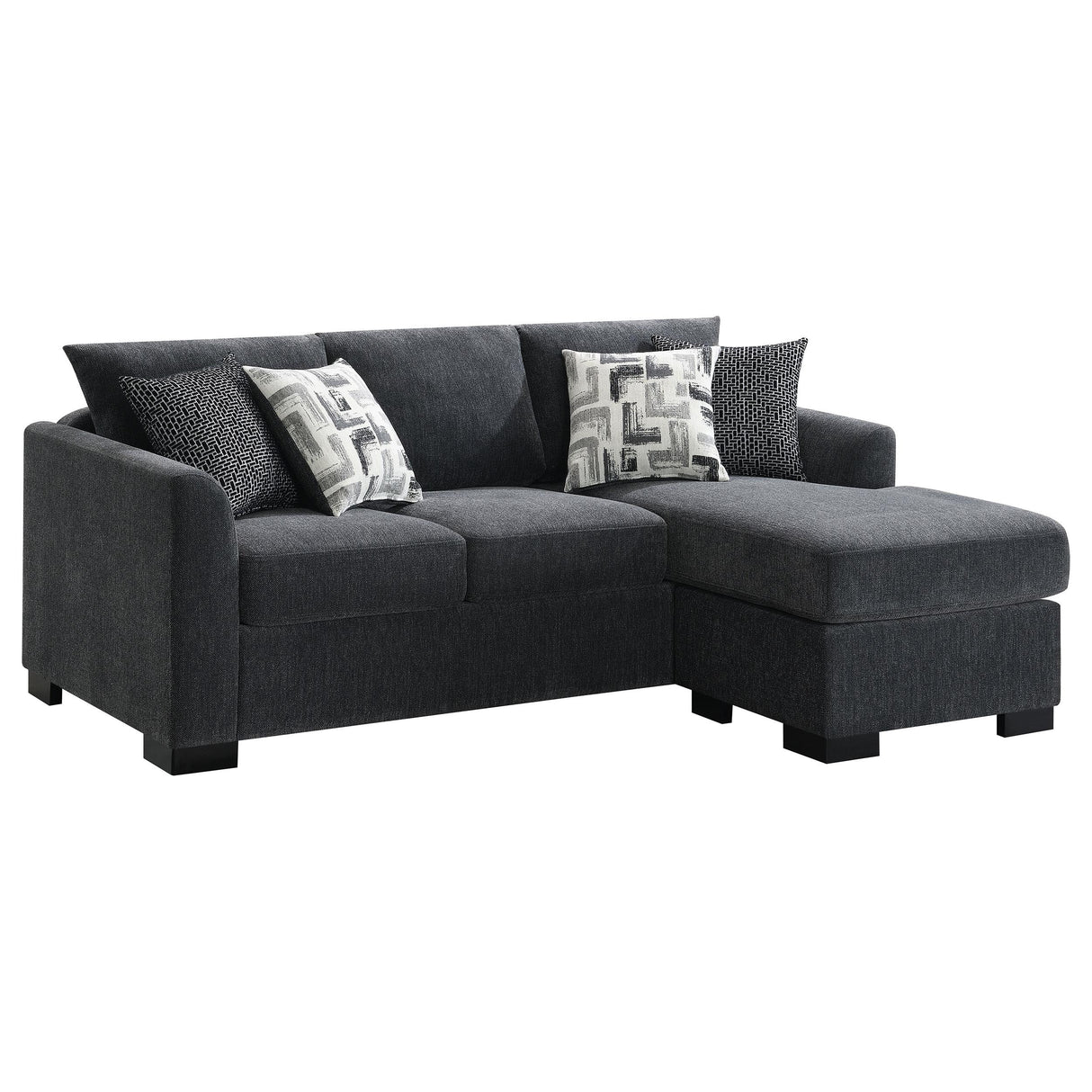 Storey Dark Gray Upholstered Sleeper Sectional Chaise Sofa from Coaster - Luna Furniture