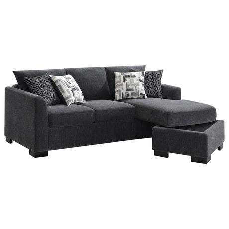 Storey Dark Gray Upholstered Sleeper Sectional Chaise Sofa from Coaster - Luna Furniture