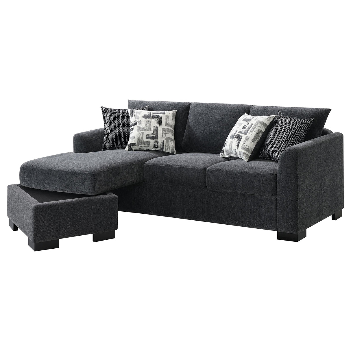 Storey Dark Gray Upholstered Sleeper Sectional Chaise Sofa from Coaster - Luna Furniture