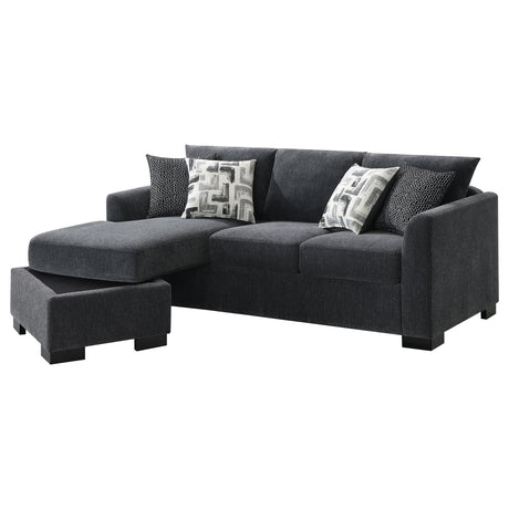 Storey Dark Gray Upholstered Sleeper Sectional Chaise Sofa from Coaster - Luna Furniture