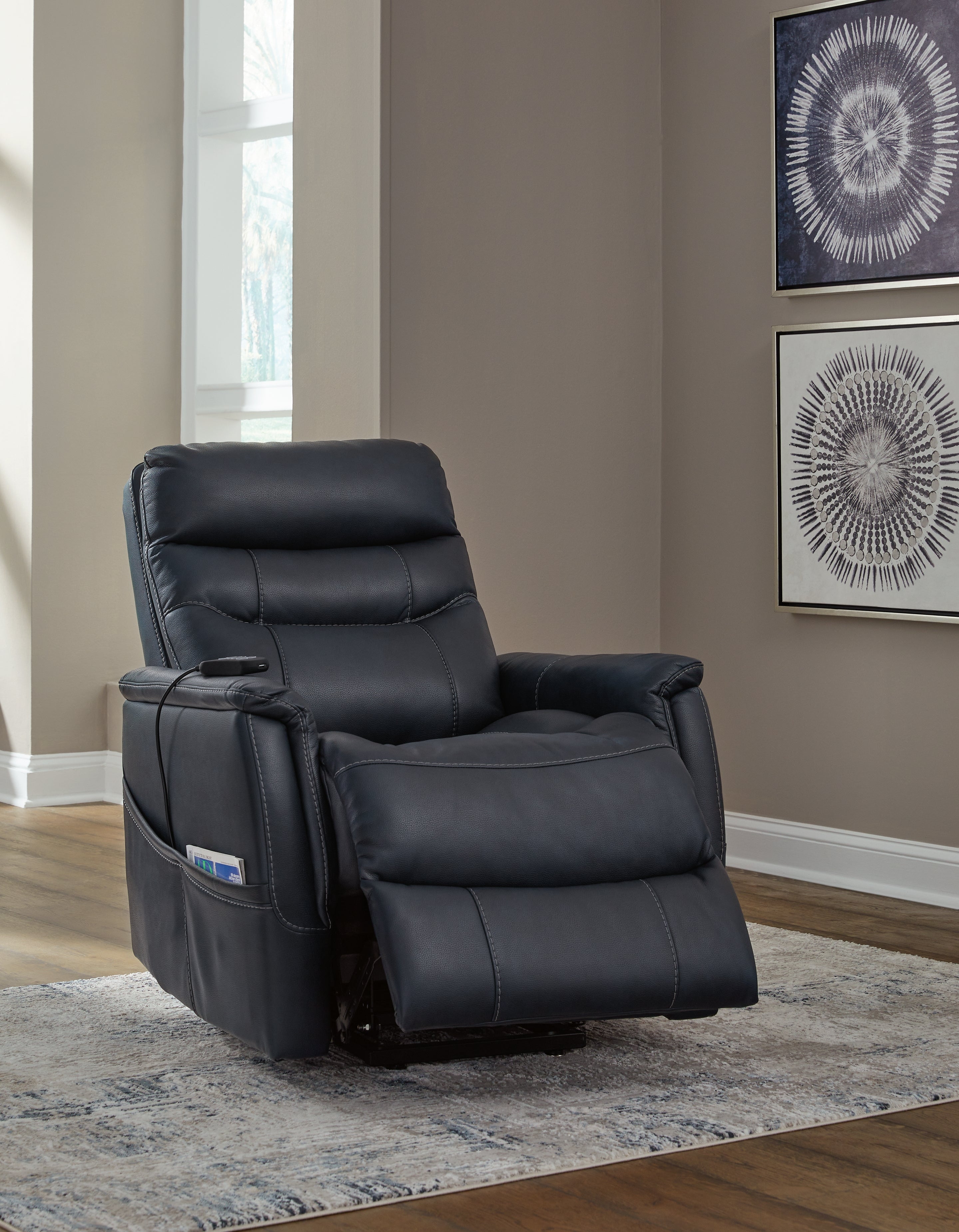 Ashley Strawbill Sapphire Power Lift Recliner - Luna Furniture