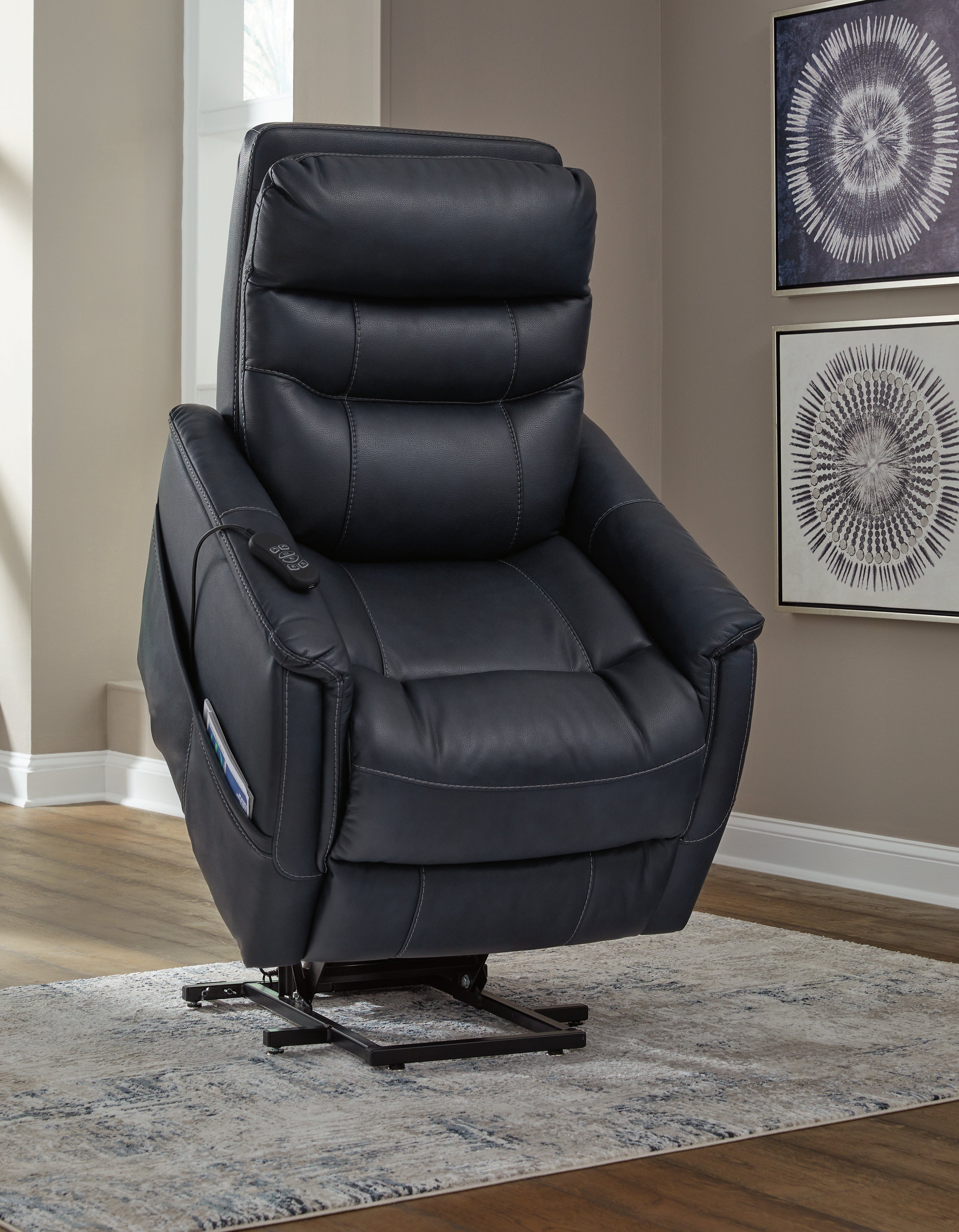 Ashley Strawbill Sapphire Power Lift Recliner - Luna Furniture