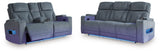 Studio Cave Power Reclining Sofa and Loveseat in Steel from Ashley - Luna Furniture