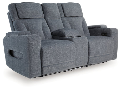 Studio Cave Steel Power Reclining Loveseat with Console from Ashley - Luna Furniture