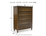 Sturlayne California King Upholstered Panel Bed with Mirrored Dresser, Chest and 2 Nightstands in Brown from Ashley - Luna Furniture