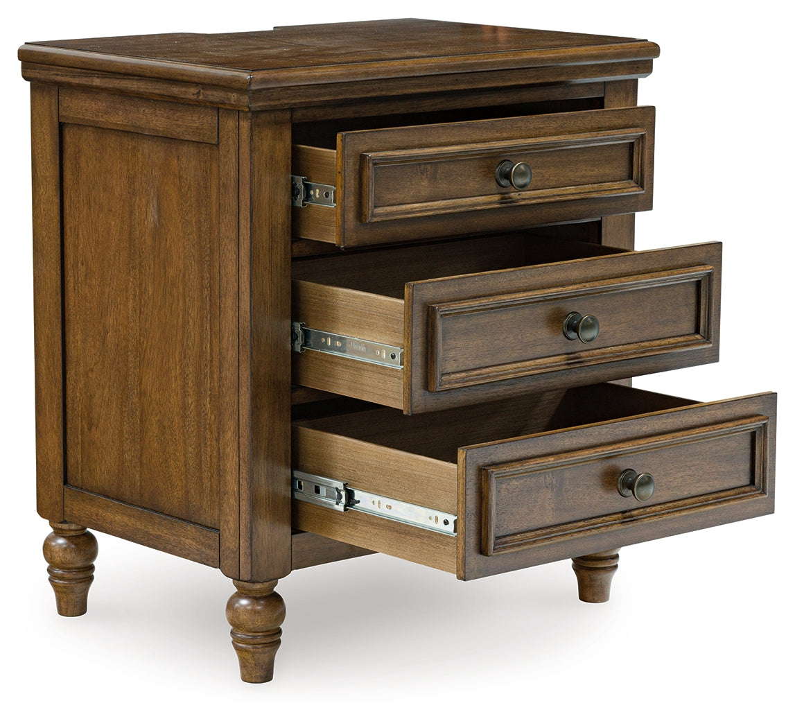 Sturlayne Queen Upholstered Panel Bed with Dresser and 2 Nightstands in Brown from Ashley - Luna Furniture