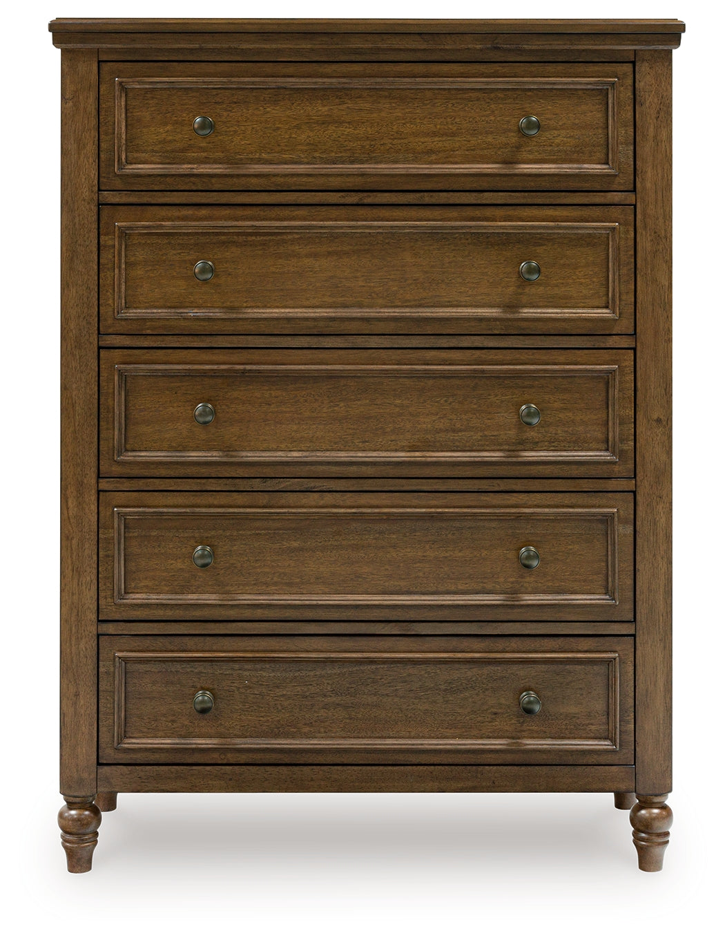 Sturlayne Queen Upholstered Panel Bed with Mirrored Dresser, Chest and 2 Nightstands in Brown from Ashley - Luna Furniture