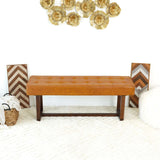 Cameron Tan Leather Bench from Midinmod - Luna Furniture