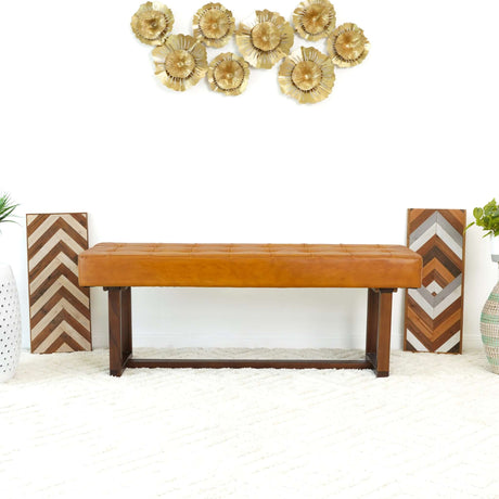 Cameron Tan Leather Bench from Ashcroft Furniture - Luna Furniture