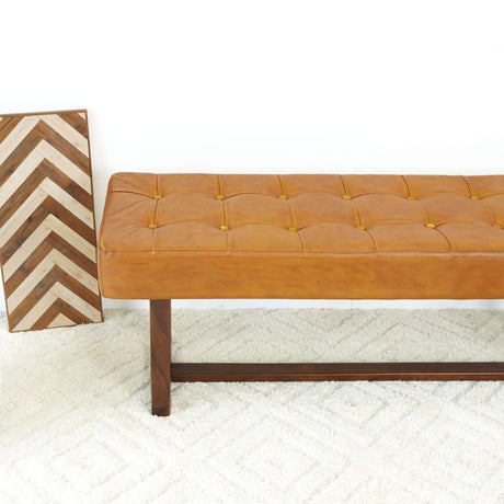 Cameron Tan Leather Bench from Ashcroft Furniture - Luna Furniture