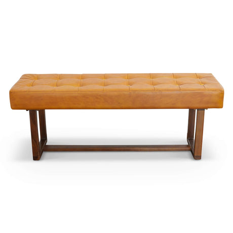 Cameron Tan Leather Bench from Ashcroft Furniture - Luna Furniture