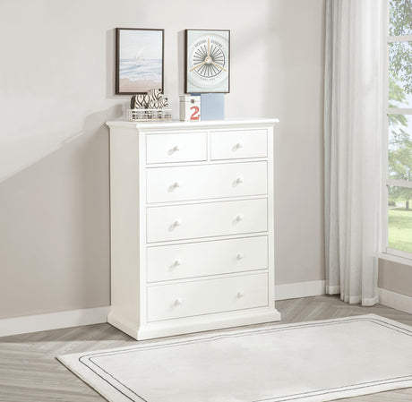 Sumerlin White 6-Drawer Bedroom Chest from Coaster - Luna Furniture