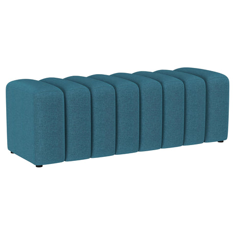 Summer Peacock Blue Upholstered Channel Tufted Accent Bench from Coaster - Luna Furniture