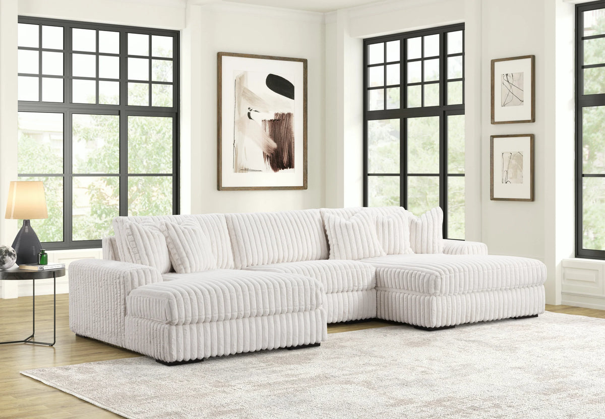 Happy Homes Sunday Beige 3-Piece Double Chaise Sectional – Luna Furniture